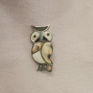 Zuni Inlay Owl Brooch.